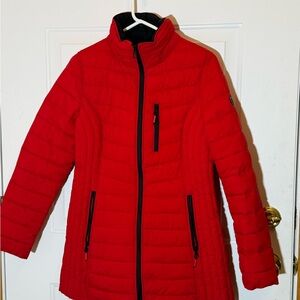 Nautica Women’s Red Quilted Zip-Up Puffer Coat- size M- very flattering and warm